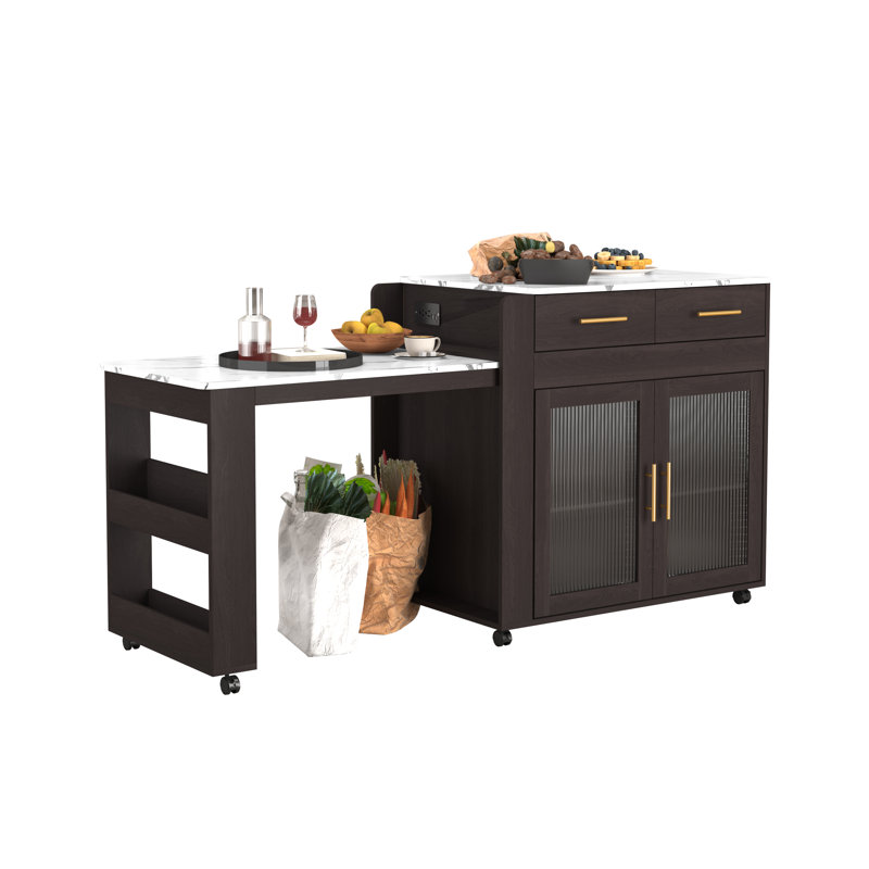 Latitude Run® Jamirrah Kitchen Island with Extendable Table & Reviews ...